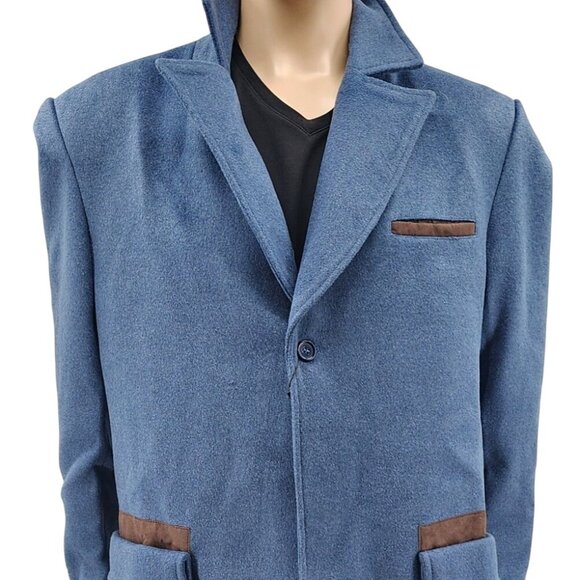 Harry Potter Fantastic Beasts Men's Large Blue Trench Coat - Picture 1 of 9